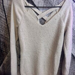 Women's Cream Maternity Sweater with Cross-Back Design